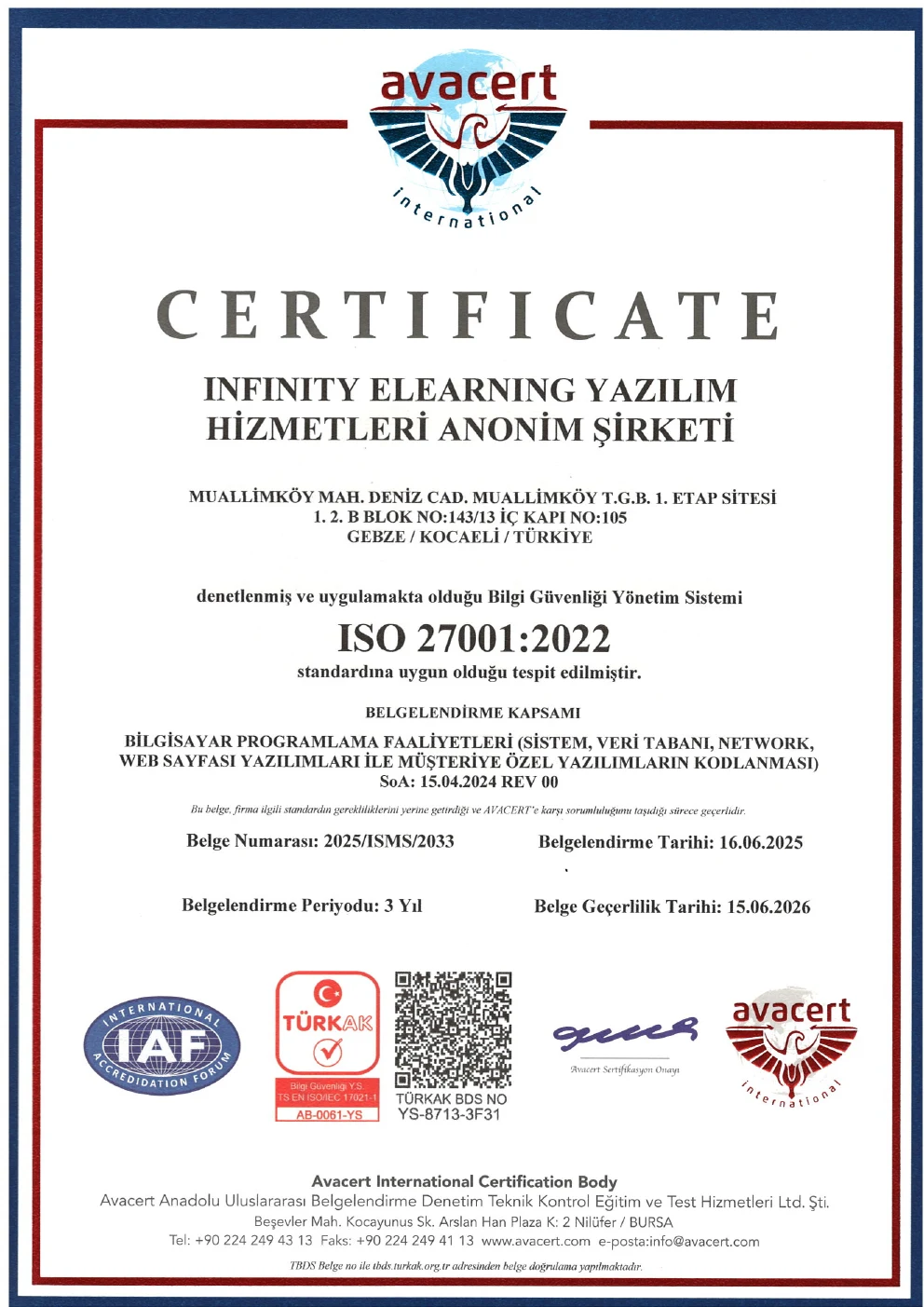 ISO 27001 Sertifikası