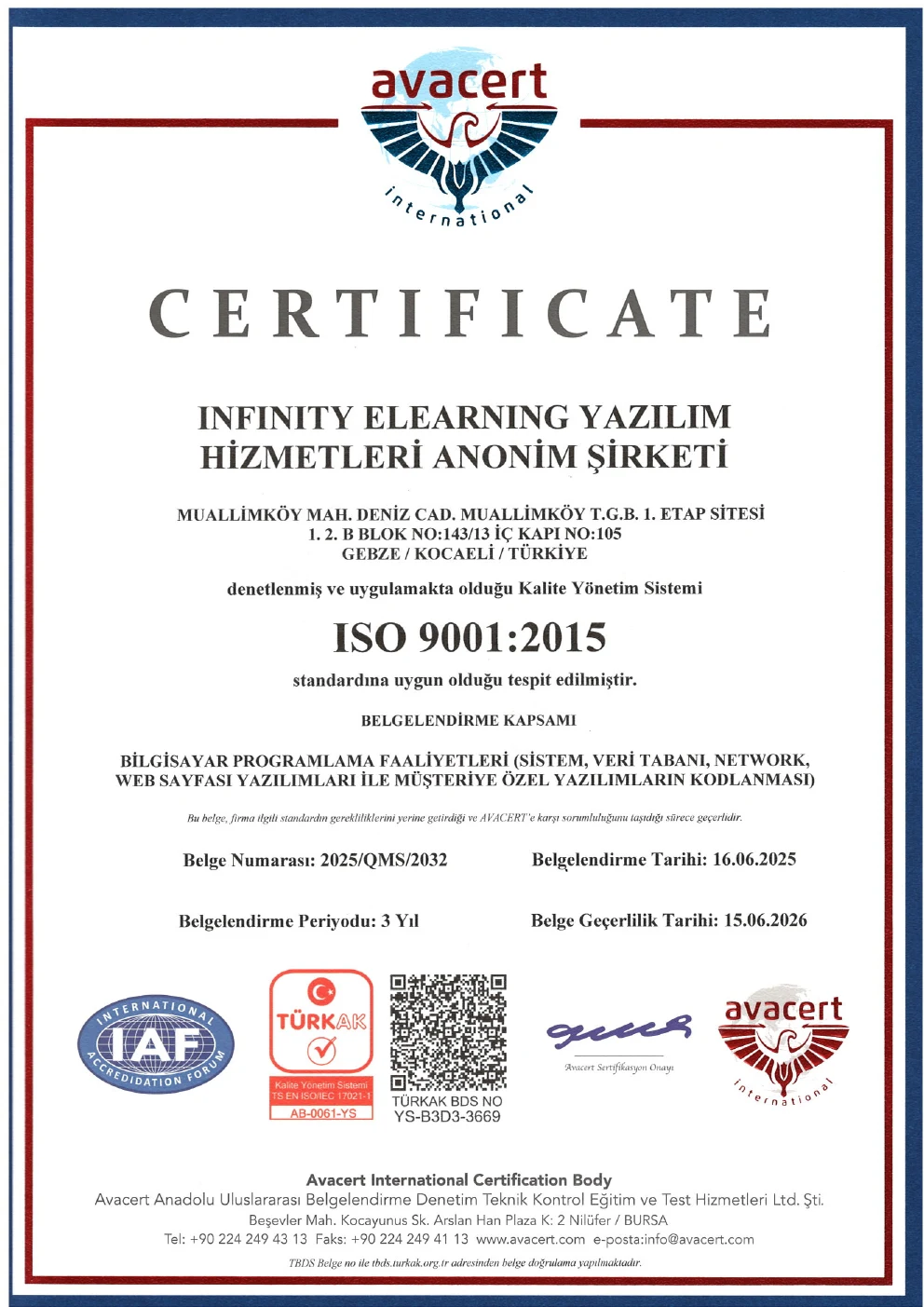 ISO 9001 Sertifikası