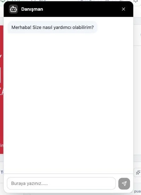 Çalışan tarafında açılmış sohbet penceresi