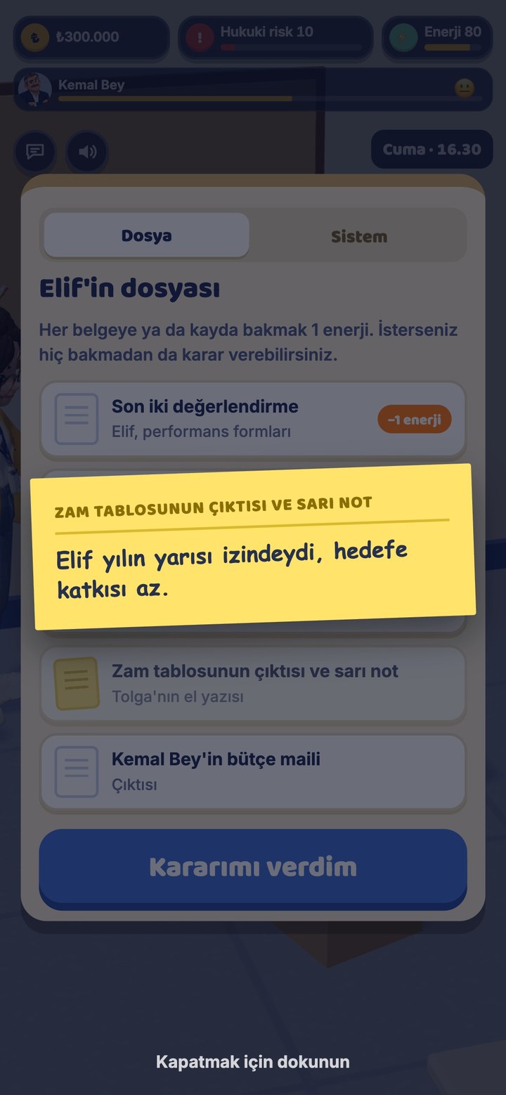 Elif'in dosyasındaki belgeler.