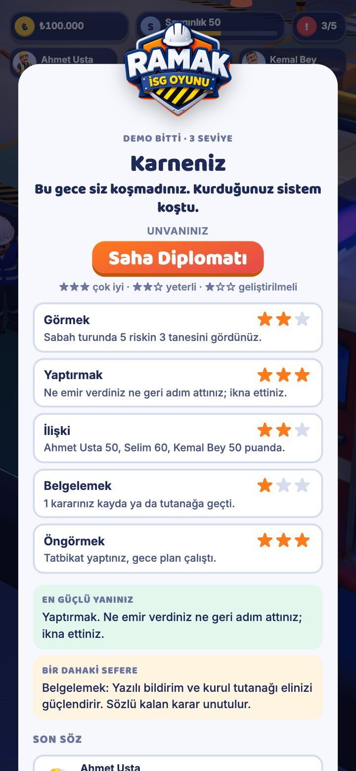 Beş yetkinlikli karne ekranı.