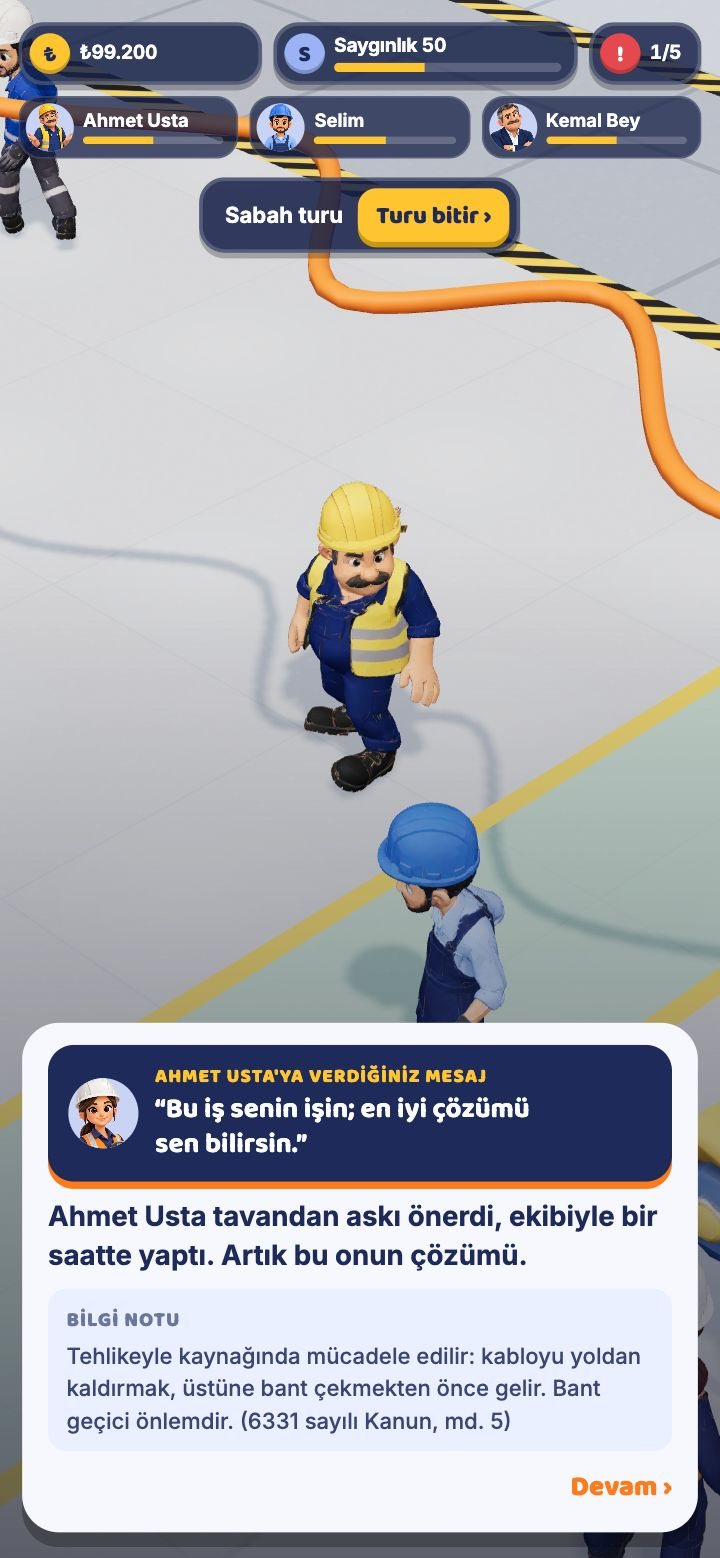 Çalışana verdiğiniz mesajın gösterildiği sonuç kartı.